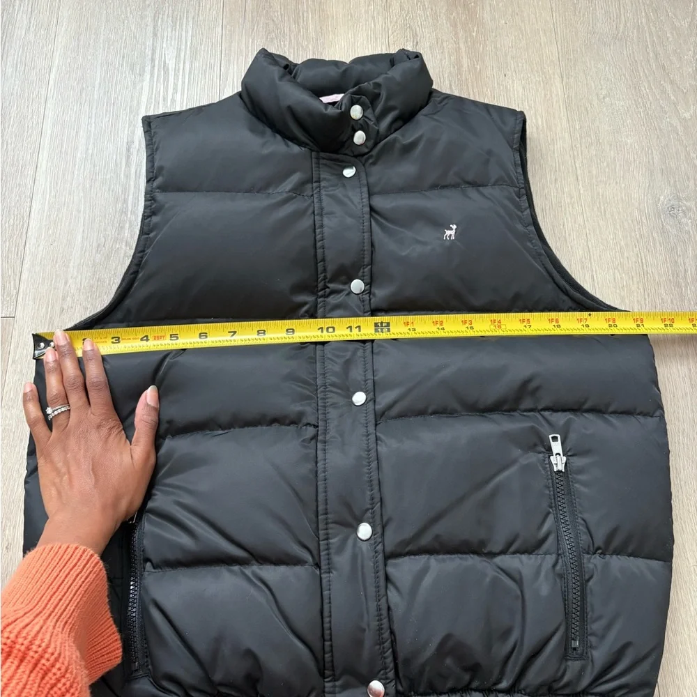 VTG Old Navy Womens Teen Puffer Vest Size Large Black Pink Down Feathers Comfy